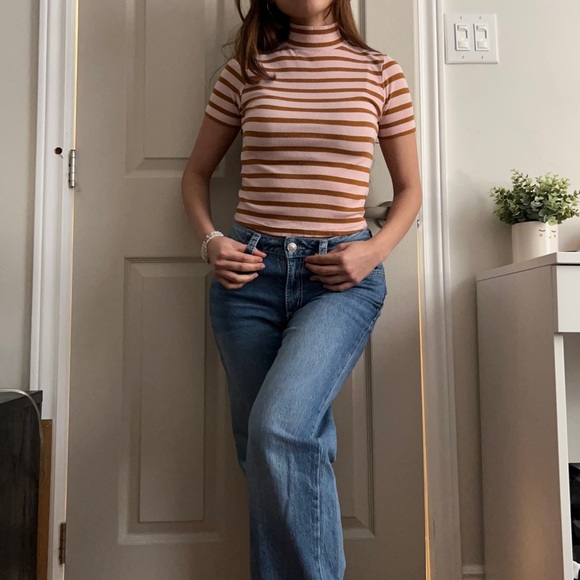 Koaj Pink and Brown Striped Turtleneck Top - Picture 3 of 7